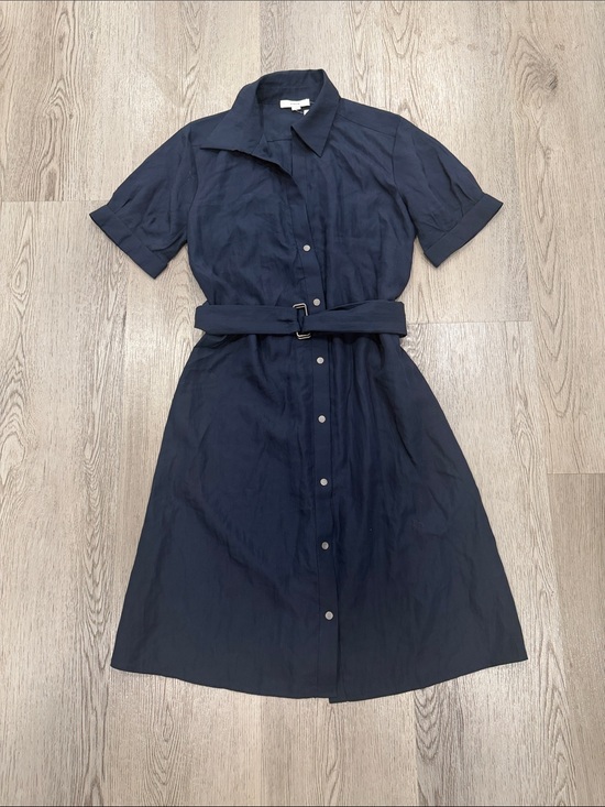 Vince Dresses & Skirts - Vince Navy Short-Sleeve Shirt Midi Dress with Belt